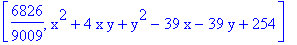 [6826/9009, x^2+4*x*y+y^2-39*x-39*y+254]